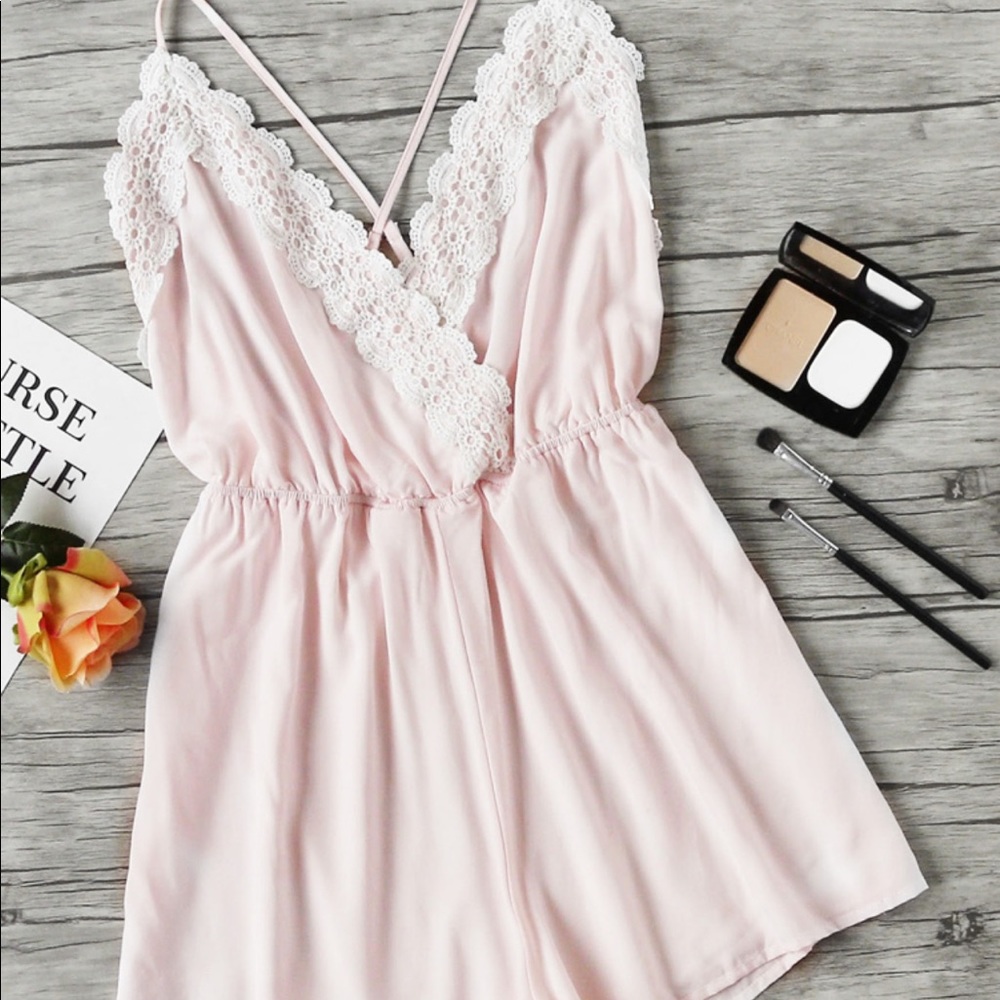 Brand new pink backless romper
